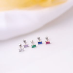 1 Piece Simple Series Classic Rectangle Titanium Steel   Gold Color Material Zircon Women's Stud Earrings h5 